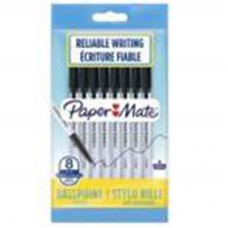 Paper Mate Ball Point Pens - Black / Pack of 8 (1.0mm)